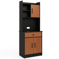 Armadio da Cucina Alto Credenza Multiuso Mobile Salvaspazio Nero e Quercia