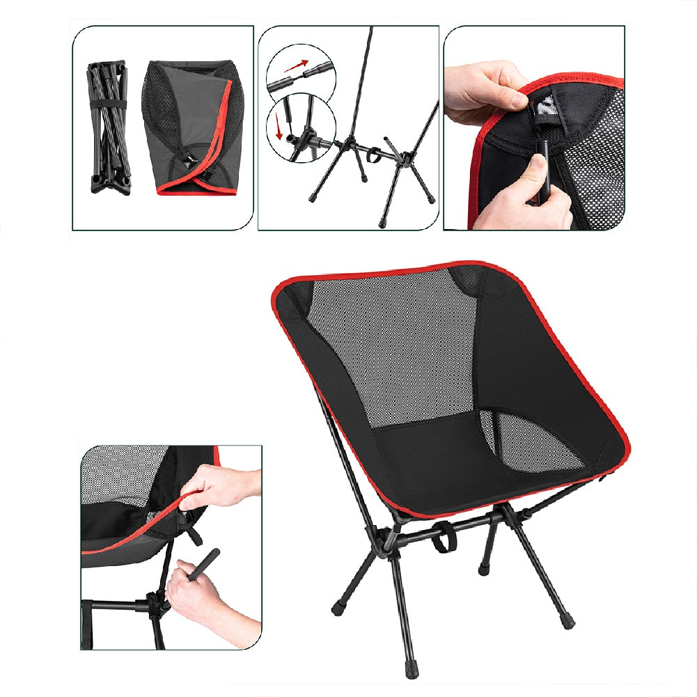 Sedia Pieghevole da Campeggio Portatile con Sacca Leggera per Pesca e Escursioni