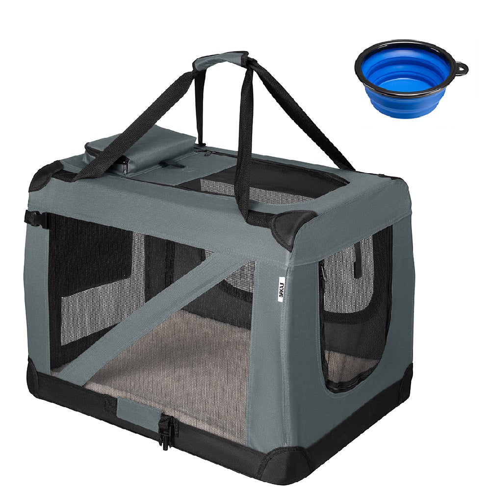 Borsa Trasportino Animali Domestici Pieghevole 50x34 H 36cm Cani e Gatti Grigio