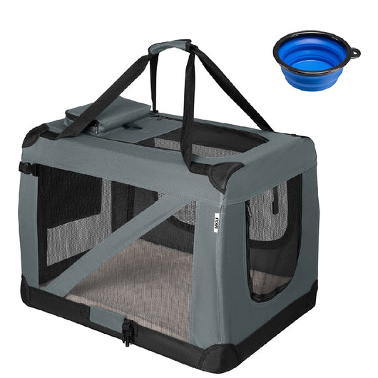 Borsa Trasportino Animali Domestici Pieghevole 50x34 H 36cm Cani e Gatti Grigio
