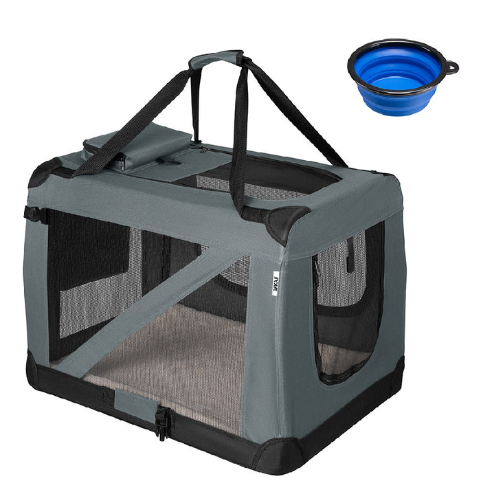 Borsa Trasportino Animali Domestici Pieghevole 50x34 H 36cm Cani e Gatti Grigio