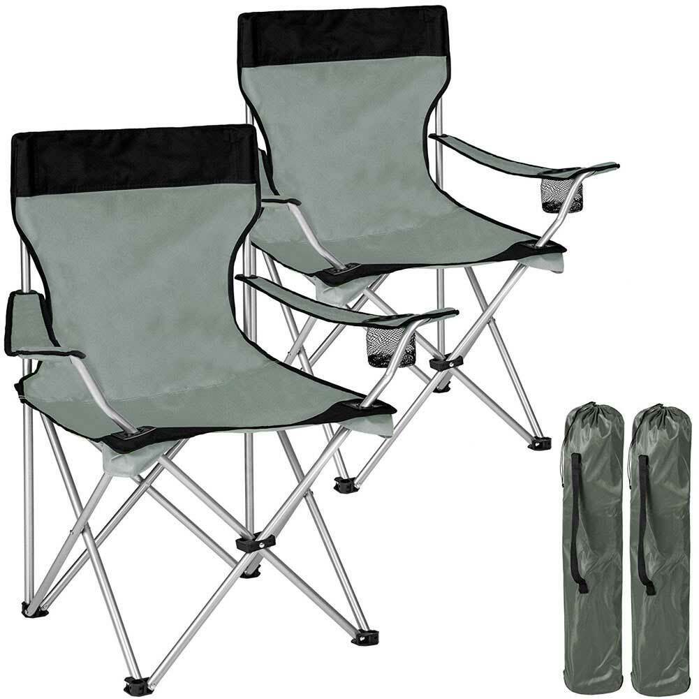 Kit 2 Sedie Pieghevoli da Campeggio con Borsa uso Esterno Leggera Salvaspazio Grigio
