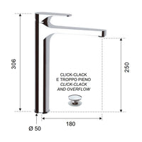 Class line miscelatore lavabo per bagno moderno con o senza piletta click clack