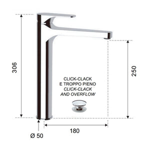 Class line miscelatore lavabo per bagno moderno con o senza piletta click clack
