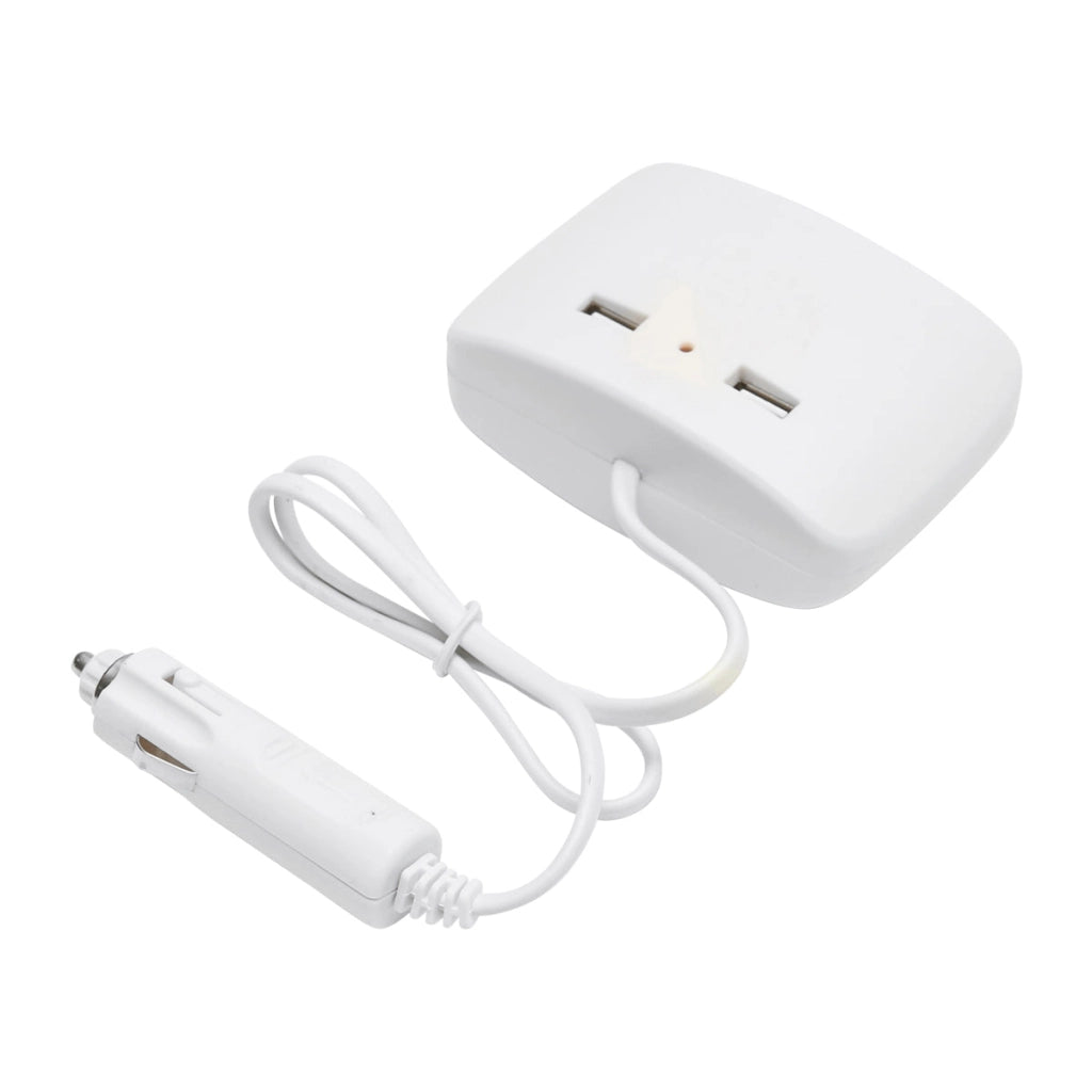 Adattatore triplo per accendisigari da auto 12/24V bianco e 2 porte USB 5V/1000mA