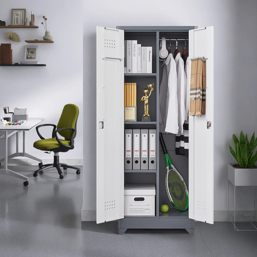 Armadio Portattrezzi Metallico con Ante, Ripiani e Appendiabiti ¨C MINIMAL ¨C Grigio