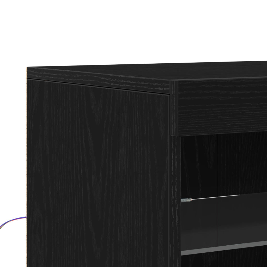 Sideboard con luci LED Nero Rovere 41x37x100 cm