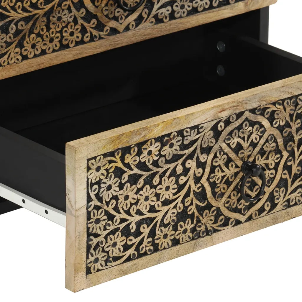 Comodino | Armadio da Notte | Mobiletto da notte 50x33x60 cm in Legno Massello di Mango