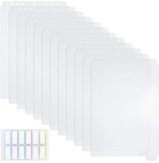 Indexverdeler a 6 tabbladen per A4 - Bindmiddel - Insteccabili - Resistenti alle scalfitture - Imprigionati all'acqua - 12 pezzi - 33,5 cm x 22,2 cm