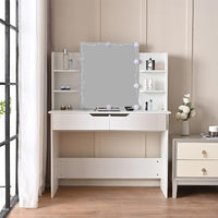 Toeletta Trucco Beatrice con Specchio 10 Luci Led Freddo e Caldo Specchiera