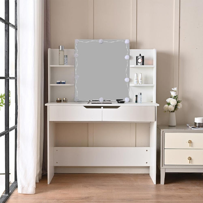 Toeletta Trucco Beatrice con Specchio 10 Luci Led Freddo e Caldo Specchiera