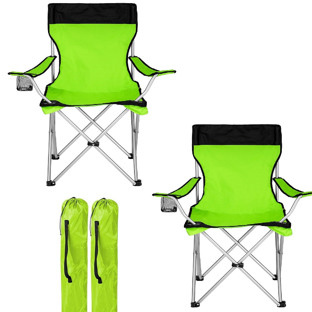 Kit 2 Sedie Pieghevoli da Campeggio con Borsa uso Esterno Leggera Salvaspazio Verde