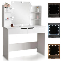 Toeletta Trucco Beatrice con Specchio 10 Luci Led Freddo e Caldo Specchiera