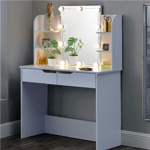 Toeletta Trucco Beatrice con Specchio 10 Luci Led Freddo e Caldo Specchiera