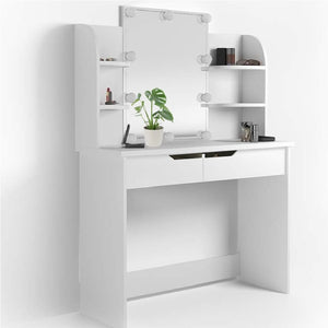 Toeletta Trucco Beatrice con Specchio 10 Luci Led Freddo e Caldo Specchiera