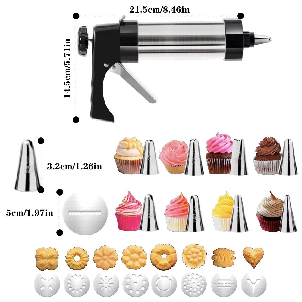 Spara Biscotti in Acciaio con 8 Beccucci e 8 Trafile per Dolci e Decorazioni