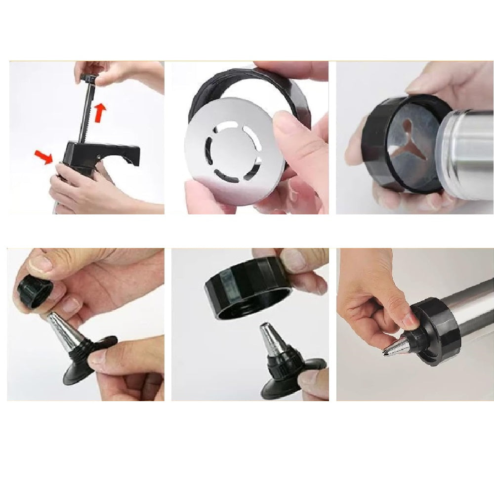 Spara Biscotti in Acciaio con 8 Beccucci e 8 Trafile per Dolci e Decorazioni