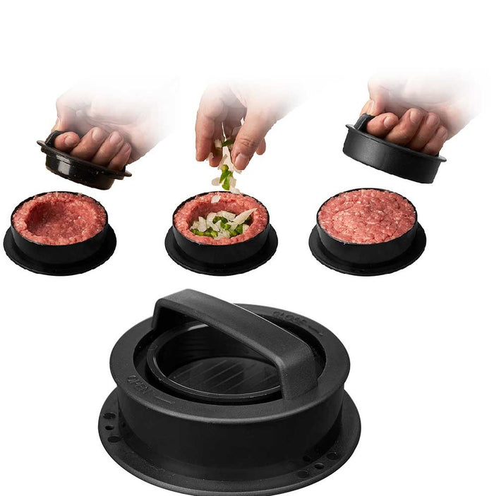 Pressa Hamburger 5 pezzi Antiaderente per Burger Ripieni e Classici Facile e Funzionale