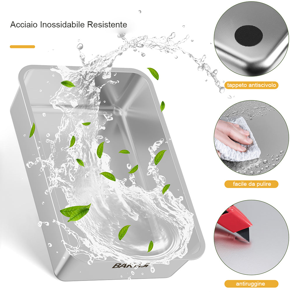 Lettiera per Gatti in Acciaio 35L Sportello Paletta e Pedana Anti Sabbiolina