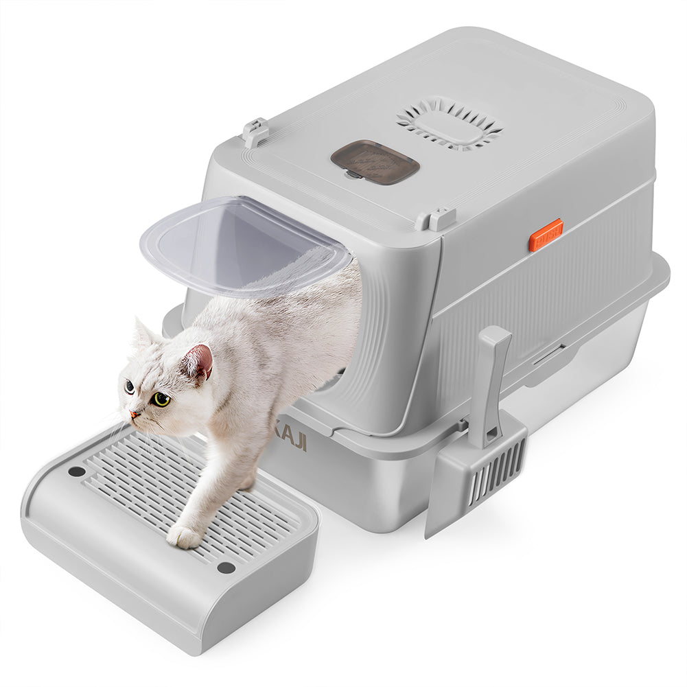 Lettiera per Gatti in Acciaio 35 L con Filtro Antiodore e Pedaliera Anti Sabbia