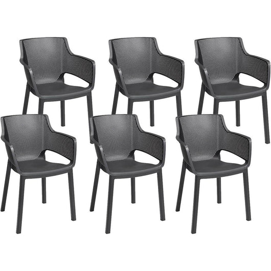 Set Sedie da Giardino Keter Elisa in Resina 6 Pz Colore: Grafite