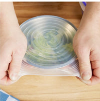 Coperchi in Silicone Elastici da Cucina 6 pezzi Lavabili per Ciotole e Pentole