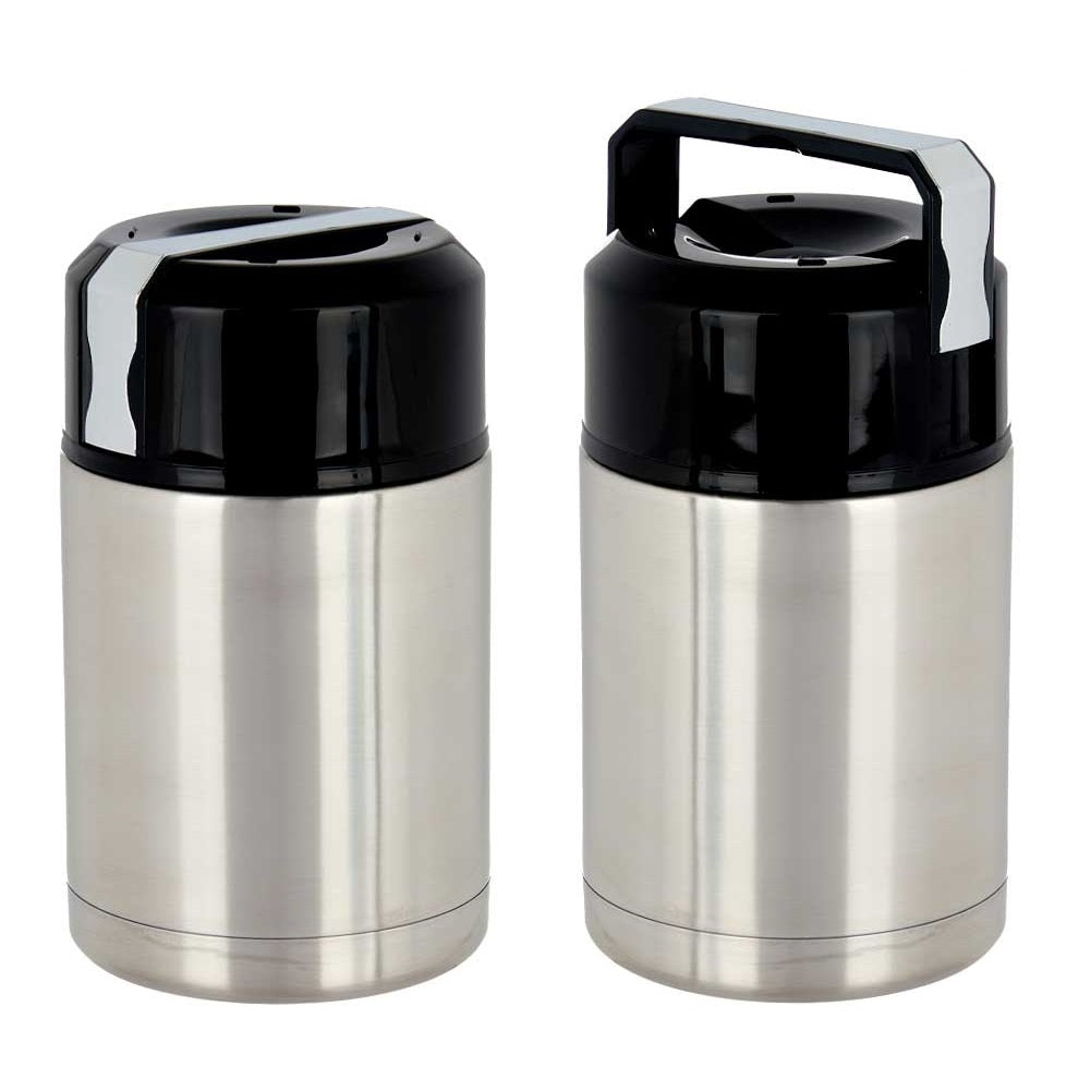 Thermos Porta Pranzo Acciaio Inox 1 Litro con Maniglia Tappo a Vite e Valvola