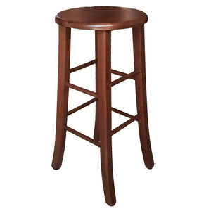 SGABELLO TONDO CON SEDUTA IN MASSELLO COLORE NOCE PER UN ARREDAMENTO RUSTICO STRUTTURA ROBUSTA 32 × 32 × 67 CM