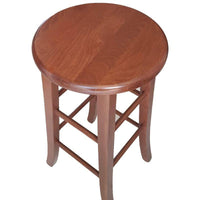 SGABELLO TONDO CON SEDUTA IN MASSELLO COLORE NOCE PER UN ARREDAMENTO RUSTICO STRUTTURA ROBUSTA 32 × 32 × 67 CM