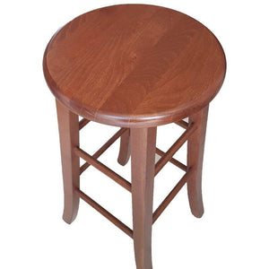 SGABELLO TONDO CON SEDUTA IN MASSELLO COLORE NOCE PER UN ARREDAMENTO RUSTICO STRUTTURA ROBUSTA 32 × 32 × 67 CM