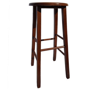 SGABELLO TONDO CON SEDUTA IN MASSELLO COLORE NOCE PER UN ARREDAMENTO RUSTICO STRUTTURA ROBUSTA 32 × 32 × 67 CM