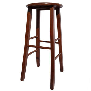 SGABELLO TONDO CON SEDUTA IN MASSELLO COLORE NOCE PER UN ARREDAMENTO RUSTICO STRUTTURA ROBUSTA 32 × 32 × 67 CM