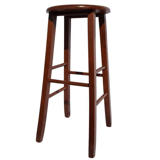 SGABELLO TONDO CON SEDUTA IN MASSELLO COLORE NOCE PER UN ARREDAMENTO RUSTICO STRUTTURA ROBUSTA 32 × 32 × 67 CM