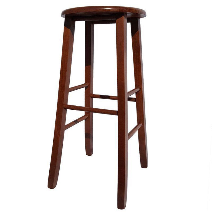 SGABELLO TONDO CON SEDUTA IN MASSELLO COLORE NOCE PER UN ARREDAMENTO RUSTICO STRUTTURA ROBUSTA 32 × 32 × 67 CM