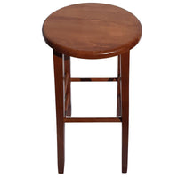 SGABELLO TONDO CON SEDUTA IN MASSELLO COLORE NOCE PER UN ARREDAMENTO RUSTICO STRUTTURA ROBUSTA 32 × 32 × 67 CM