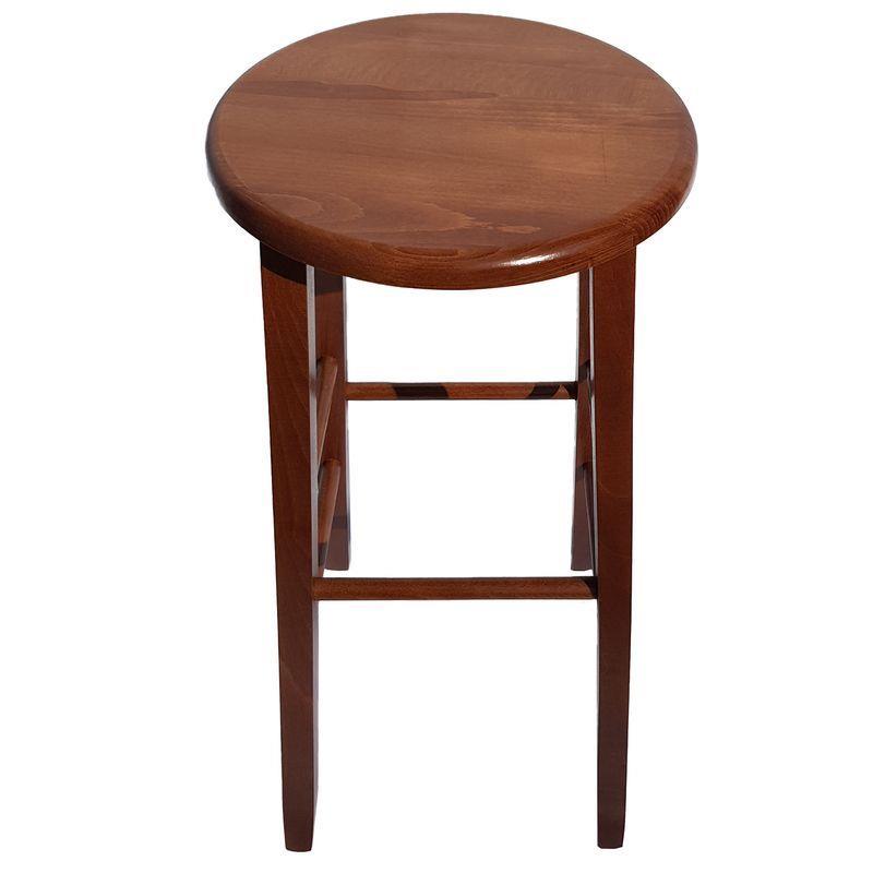 SGABELLO TONDO CON SEDUTA IN MASSELLO COLORE NOCE PER UN ARREDAMENTO RUSTICO STRUTTURA ROBUSTA 32 × 32 × 67 CM