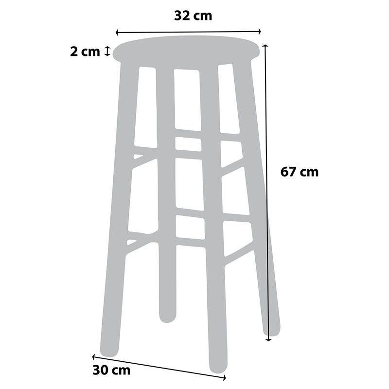 SGABELLO TONDO CON SEDUTA IN MASSELLO COLORE NOCE PER UN ARREDAMENTO RUSTICO STRUTTURA ROBUSTA 32 × 32 × 67 CM