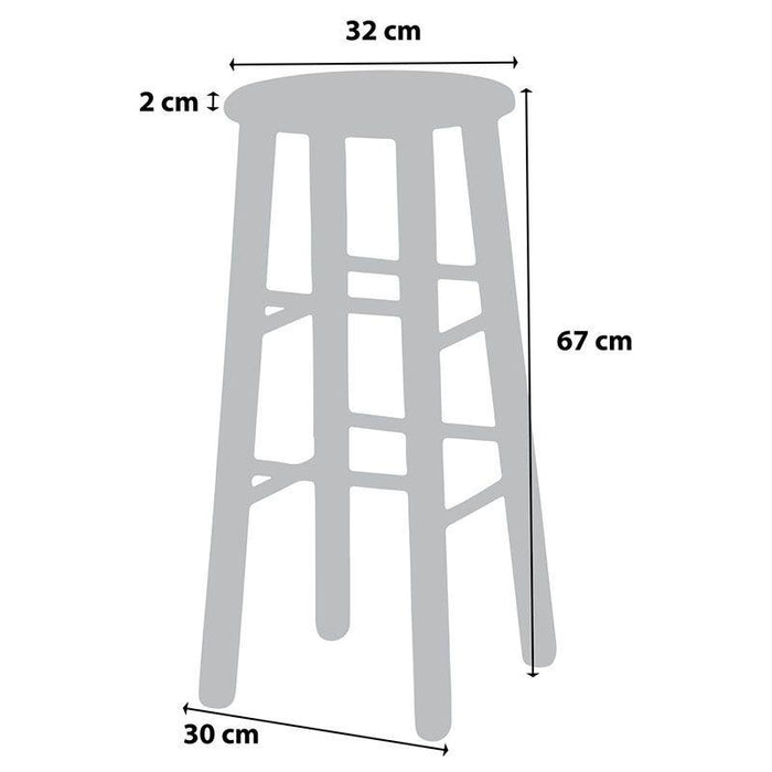 SGABELLO TONDO CON SEDUTA IN MASSELLO COLORE NOCE PER UN ARREDAMENTO RUSTICO STRUTTURA ROBUSTA 32 × 32 × 67 CM