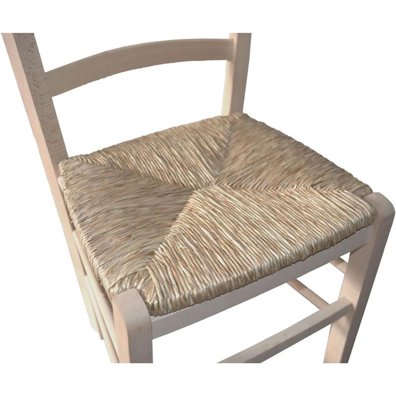 SEDIA IN LEGNO COLORE NATURALE 44×42×87 CM MODELLO PAESANA CON SEDUTA IN PAGLIA GREZZA E SCHIENALE ALTO