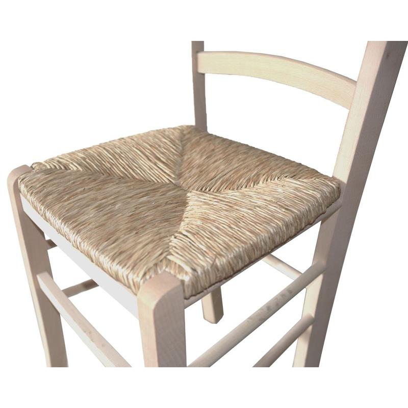SEDIA IN LEGNO COLORE NATURALE 44×42×87 CM MODELLO PAESANA CON SEDUTA IN PAGLIA GREZZA E SCHIENALE ALTO