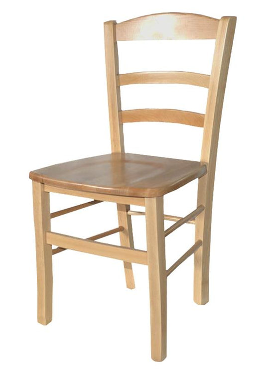 SEDIA IN LEGNO COLORE NATURALE LACCATO 87X40X40 CM MODELLO PAESANA CON SEDUTA COMPATTA E SCHIENALE ALTO IN MASSELLO