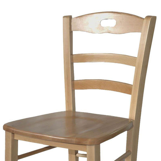 SEDIA IN LEGNO COLORE NATURALE LACCATO 87X40X40 CM MODELLO PAESANA CON SEDUTA COMPATTA E SCHIENALE ALTO IN MASSELLO