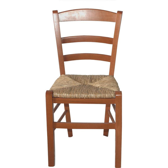 SEDIA IN LEGNO COLORE CILIEGIO 45×45×88 CM MODELLO PAESANA CON SEDUTA IN PAGLIA GREZZA E SCHIENALE ALTO