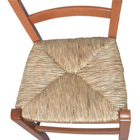 SEDIA IN LEGNO COLORE CILIEGIO 45×45×88 CM MODELLO PAESANA CON SEDUTA IN PAGLIA GREZZA E SCHIENALE ALTO