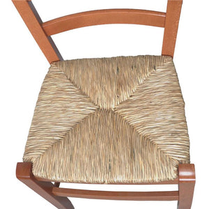SEDIA IN LEGNO COLORE CILIEGIO 45×45×88 CM MODELLO PAESANA CON SEDUTA IN PAGLIA GREZZA E SCHIENALE ALTO