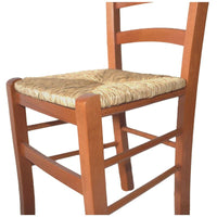 SEDIA IN LEGNO COLORE CILIEGIO 45×45×88 CM MODELLO PAESANA CON SEDUTA IN PAGLIA GREZZA E SCHIENALE ALTO