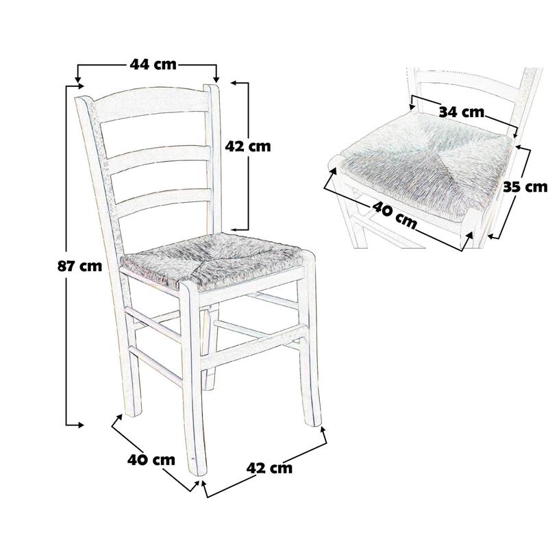 SEDIA IN LEGNO COLORE CILIEGIO 45×45×88 CM MODELLO PAESANA CON SEDUTA IN PAGLIA GREZZA E SCHIENALE ALTO