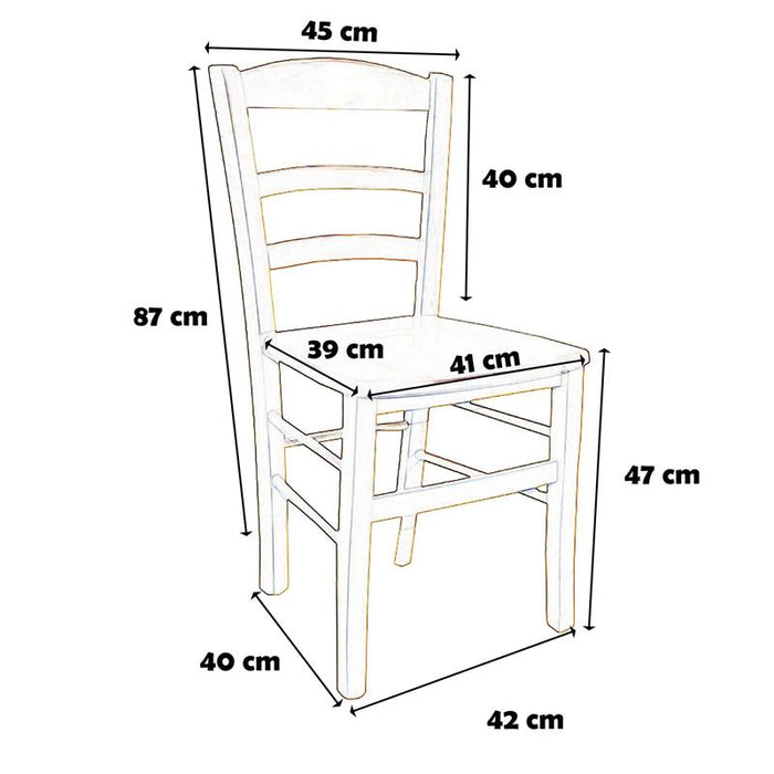 SEDIA IN LEGNO COLORE CILIEGIO 45X45X88 CM CM MODELLO PAESANA CON SEDUTA COMPATTA IN LEGNO MASSELLO SCHIENALE ALTO