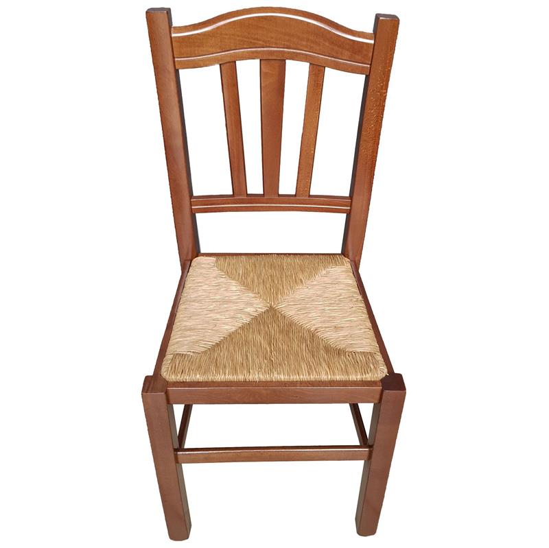 SEDIA IN LEGNO COLORE NOCE 46X45X90 CM CM MODELLO SILVANA CON SEDUTA IN PAGLIA SCHIENALE ALTO