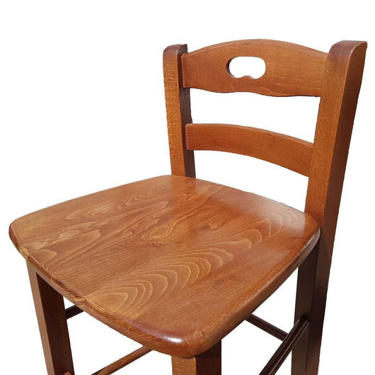 SGABELLO SNACK CON SEDUTA COMPATTA IN MATERIALE MASSELLO COLORE NOCE  39X38X90CM STILE CLASSICO